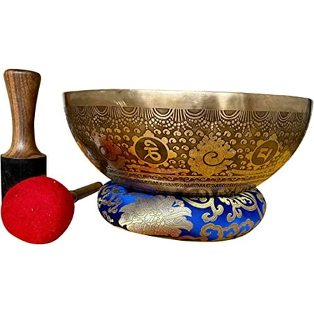 14Masterhealingmantracarvedmeditationtibetansingingbowltibetanbowls 14 master healing mantra carved meditation tibetan singing bowl tibetan bowls free singing bowl cushion striker and drum stick.