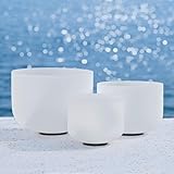 41Pbtatuvql. Sl160 cvnc 440hz sound healing 8''-12'' set of 3 crystal singing bowls, frosted chakra quartz crystal singing bowl 8'' a 10'' c 12'' f