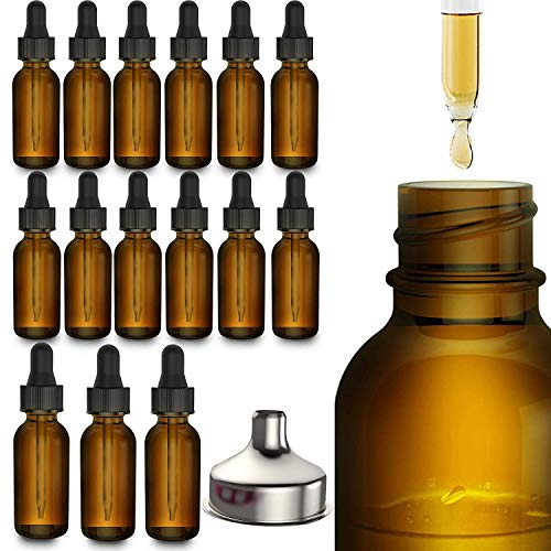 51Lssysx Yl. Sl500 15 pack empty refillable amber bottles with glass dropper.